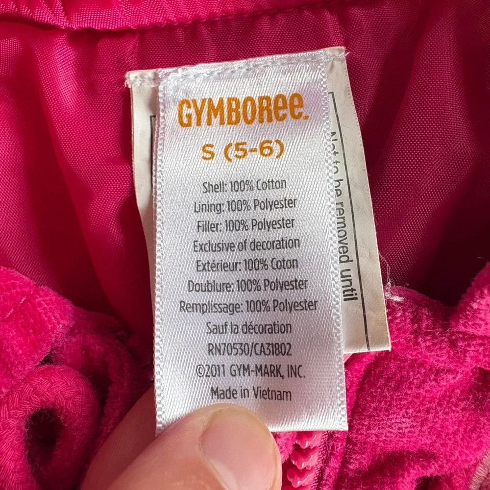 Gymboree‎ Girls Hot Pink Corduroy Flower Toggle Jacket Ruffle Hem Size S 5-6